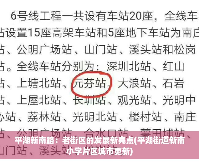 平湖新南路：老街区的发展新亮点(平湖街道新南小学片区城市更新)