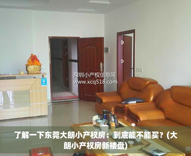 了解一下东莞大朗小产权房：到底能不能买？(大朗小产权房新楼盘)