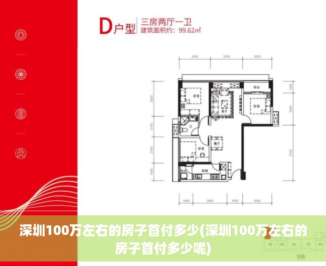 深圳100万左右的房子首付多少(深圳100万左右的房子首付多少呢)