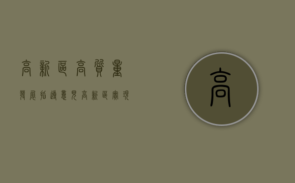 高新区高质量发展指导意见（高新区实现高质量发展需更加重视城市更新的推动作用——深圳坪山高新园区建设的经验与启示）