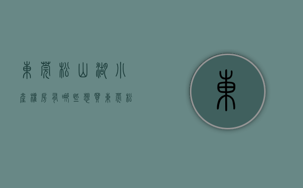 东莞松山湖小产权房有哪些（想买东莞松山湖小产权房自住？这三个位置绝佳的楼盘必看！）